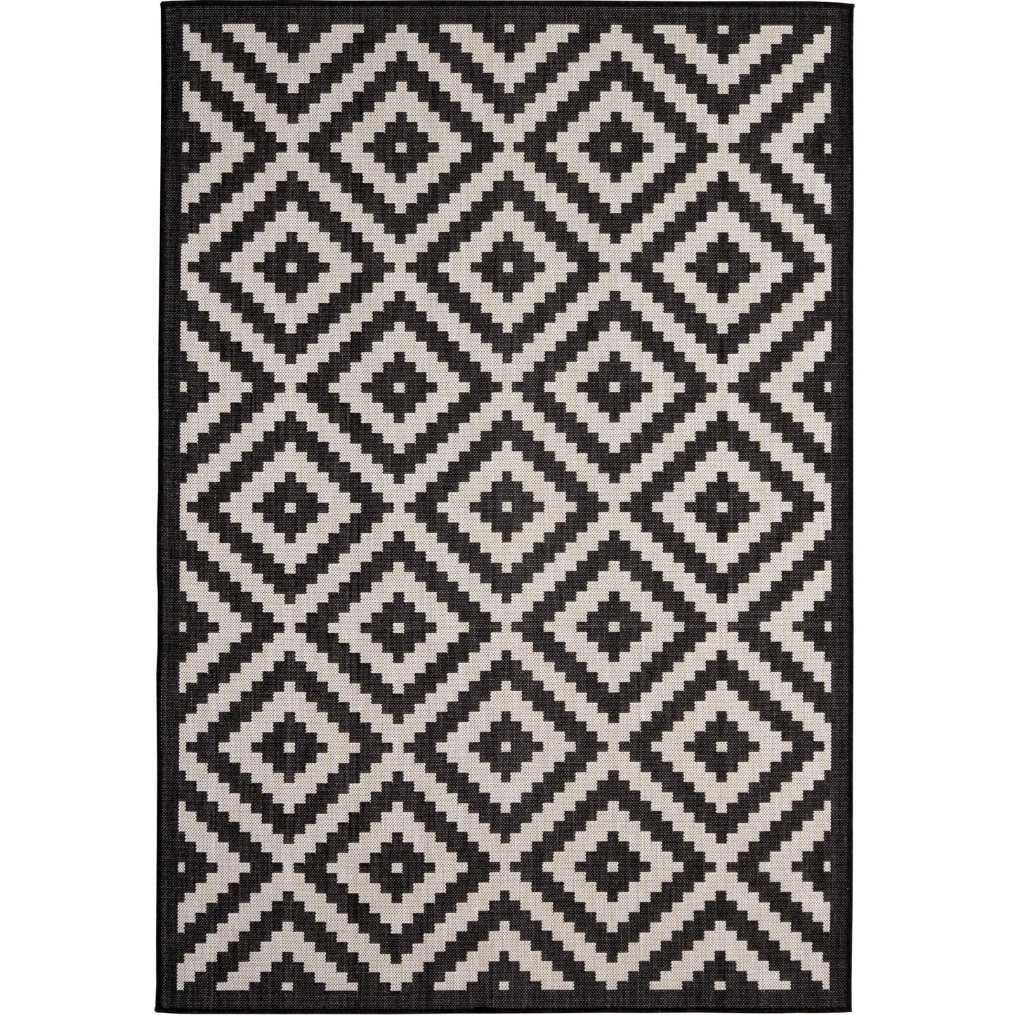 THE RUGS Outdoor Rug – Weather & UV Resistant Outdoor/Indoor Area Rugs - Durable Rugs for Patio, Deck, Garden, Kitchen, Bathroom or Living Room - Black, 80 x 150 cm