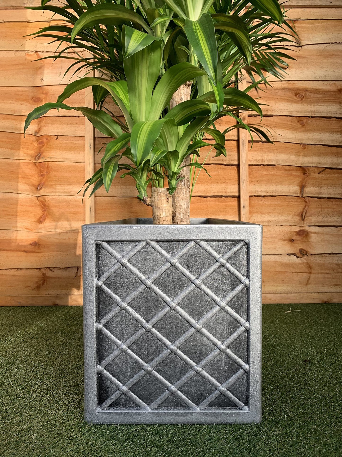 Shop4allsorts Set Of 2 Lazio Trough Patio Planter Garden Plastic Flower Pot Pewter Grey 70cm x 33cm