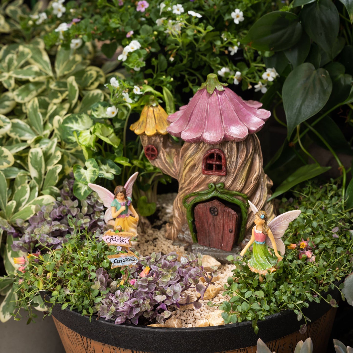 PRETMANNS Fairy Garden Fairy Houses - Fairy Garden Accessories, Fairy Garden Ornaments - Fairies for Fairy Garden - Fairy House & Fairies - Fairy Garden House Kit - 4 Pieces