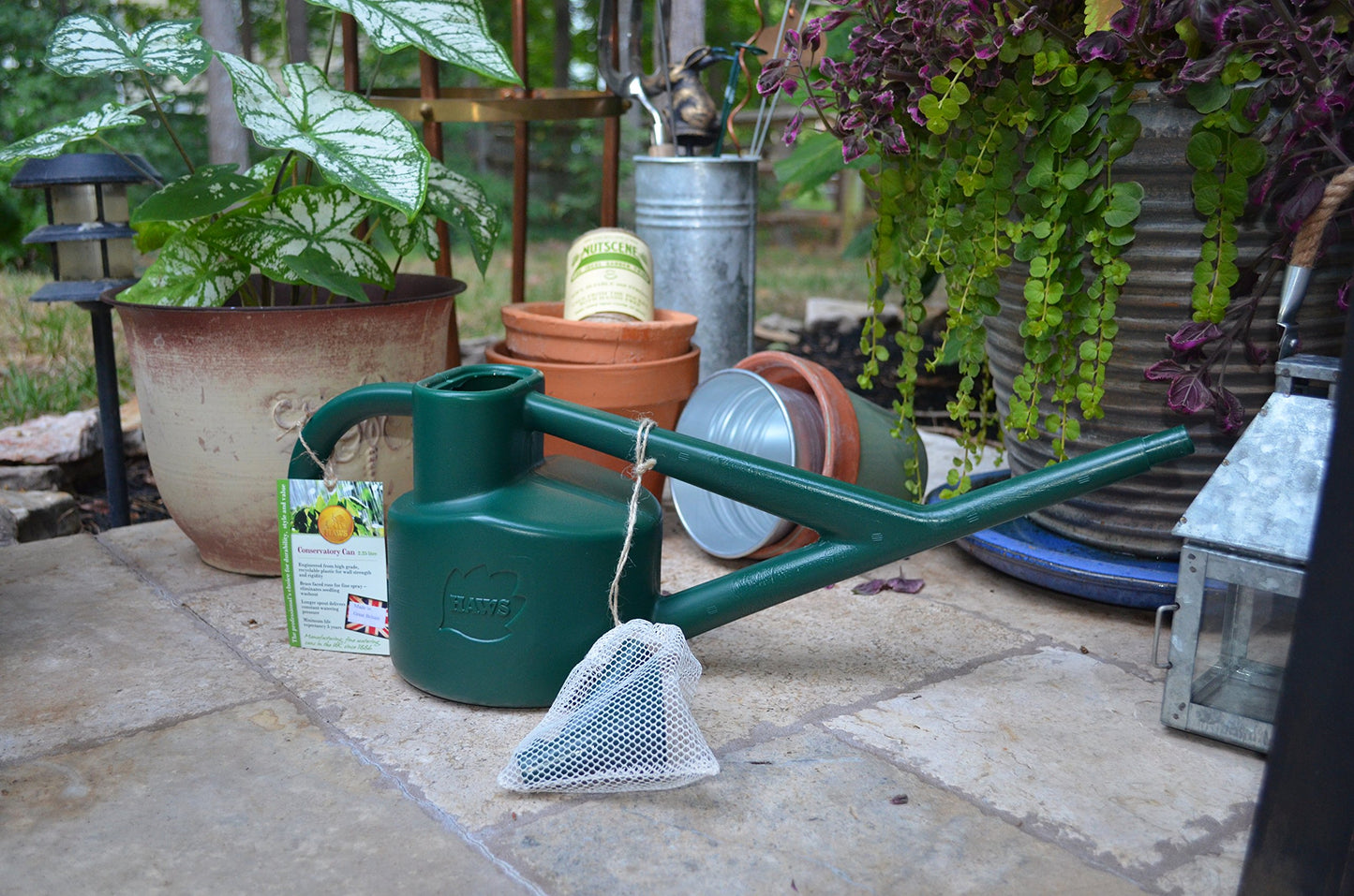 HAWS The Sutton Splash Outdoor/Indoor Garden Watering Can | Green | 1/2 Gallon | Long Reach Spout | Interchangeable Plastic Round Rose | Three Year Guarantee