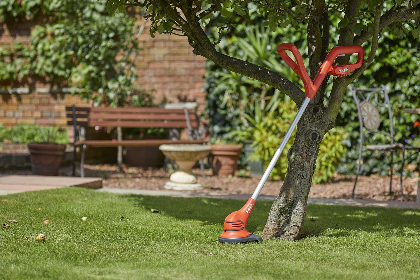 Flymo SimpliTrim Li Cordless Battery Grass Trimmer - Ultra Lightweight 14.4 V Li-Ion Battery Integrated Including Charger), 23 cm Cutting Width, Durable Long Life Blades, Orange and Grey