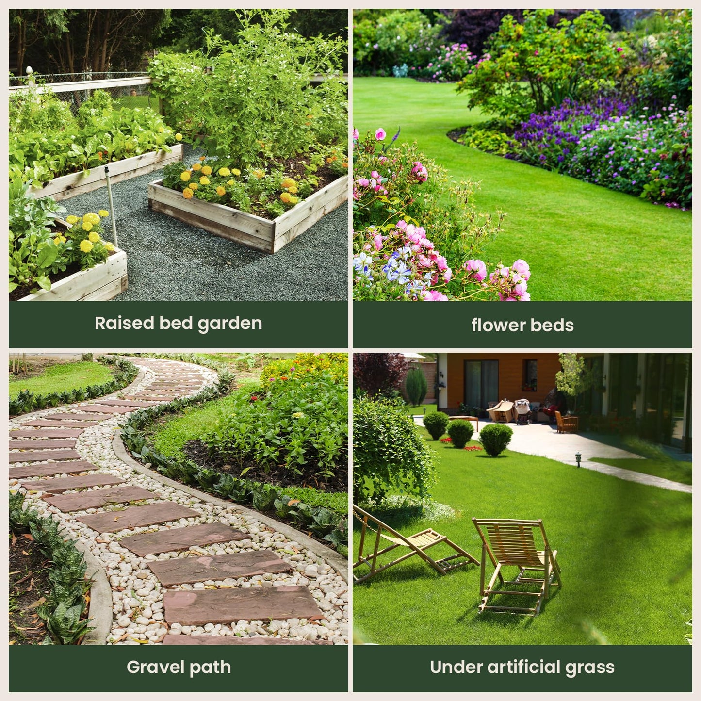 OUNUO 4 m x 10 m Heavy Duty Weed Control Membrane Garden Weed Barrier UV Protection Weed Fabric for Patios Garden Flower Beds Landscaping Black Woven Roll Ground Cover