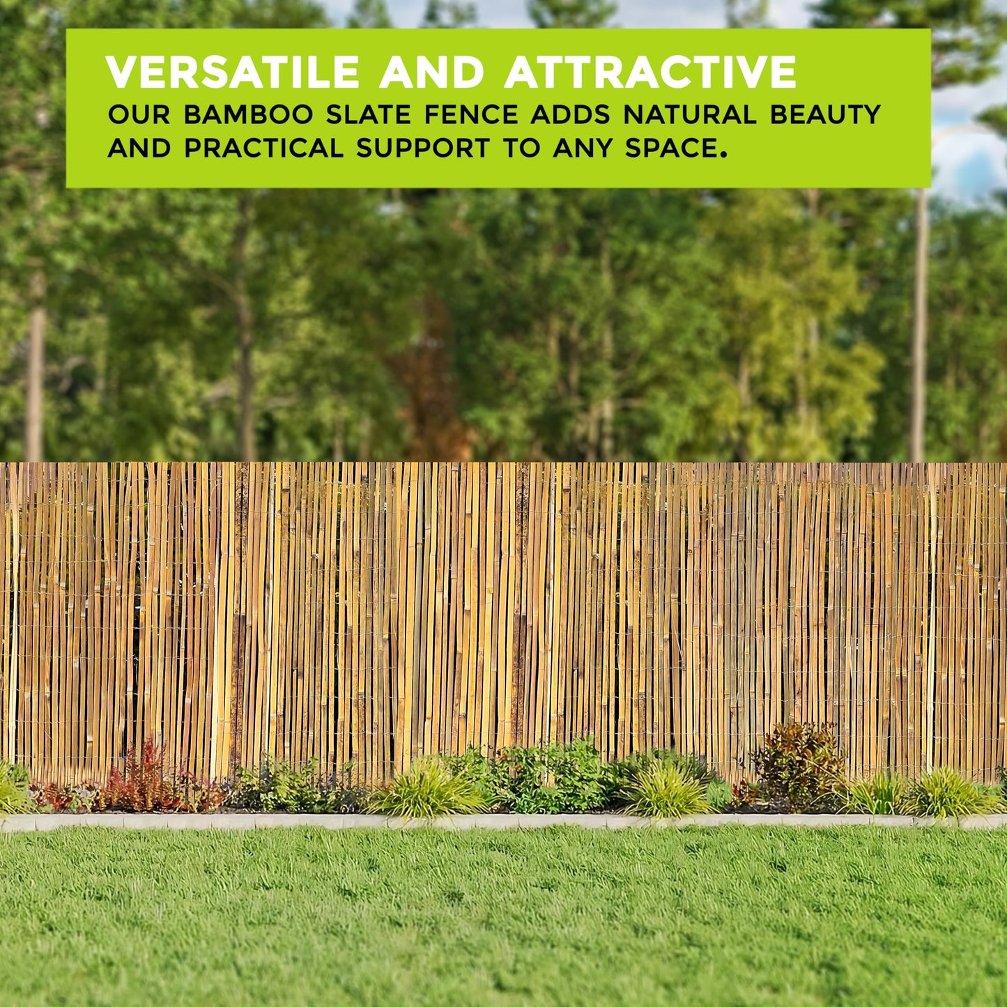 Natural Garden Screening - Outdoor Privacy Slat Bamboo Fence Screening - Suitable Choice for Bamboo Screening Provide an Instant Solution for Wind and Sun Protection, Garden Privacy Screen (1m x 4m)