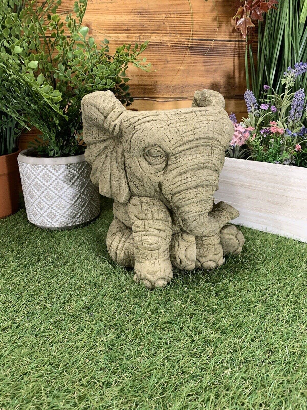 STONE GARDEN ELEPHANT PLANTER PLANT POT FLOWER POT HAND CAST ORNAMENT