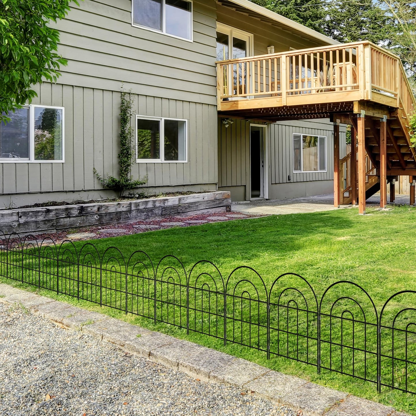 Thealyn Decorative Garden Fence 61cm H x 33cm W (10 Panels, Total Length 3.3m) Metal Fence No Dig Fence Outdoor Fence Border Fence Dog Fence for Flower Bed, Yard, Animal Barrier,Arch