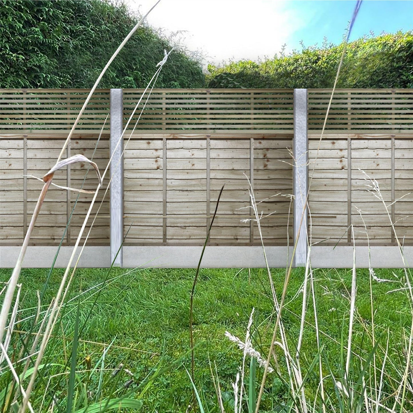 Premier Garden Supplies Vogue Trellis Panel - Venetian Slatted Garden Fence Topper - Horizontal Wooden Slats - A Modern Decorative Style - Pressure Treated (Tanalised) Pergola Wall Art - 6ft x 1.5ft