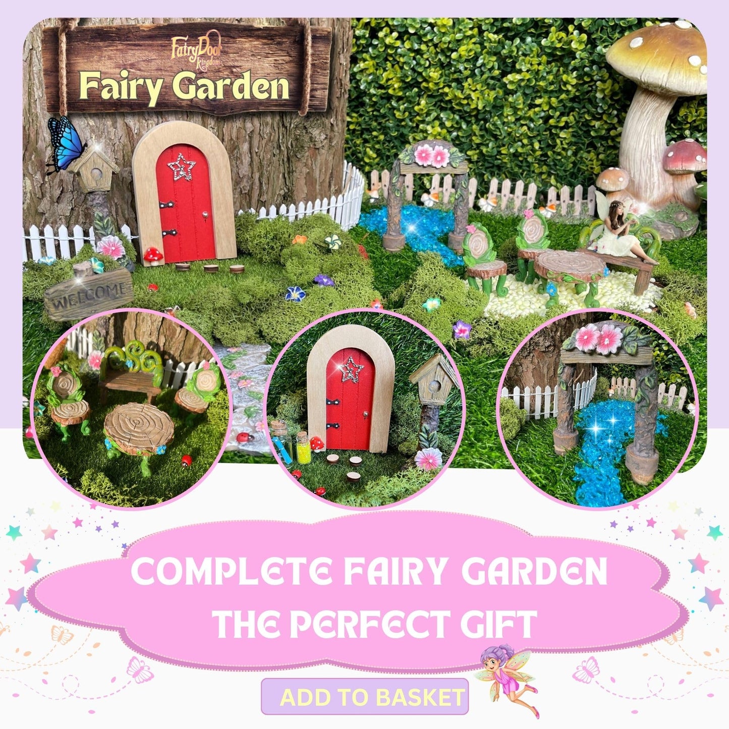 Fairy Garden Accessories Kits for Children with Fairy Door & Outdoor Fairy Garden Ornaments to Create an Enchanting Fairy Garden