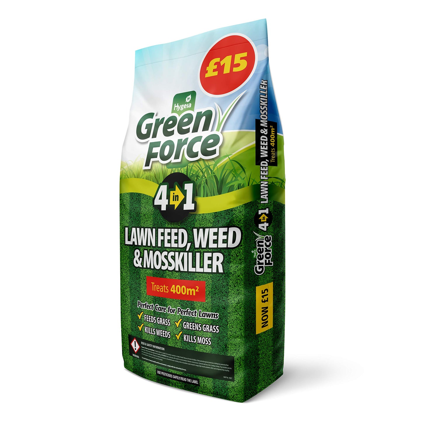 Greenforce G21086 Green Force Lawn Feed Weed Moss Killer 400m2 Fertilizer, Grey, 30.0 cm*21.0 cm*11.0 cm
