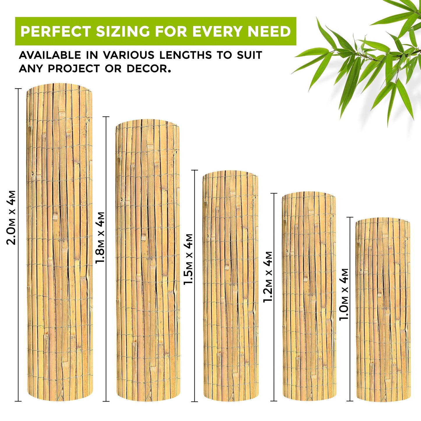 Natural Garden Screening - Outdoor Privacy Slat Bamboo Fence Screening - Suitable Choice for Bamboo Screening Provide an Instant Solution for Wind and Sun Protection, Garden Privacy Screen (1m x 4m)