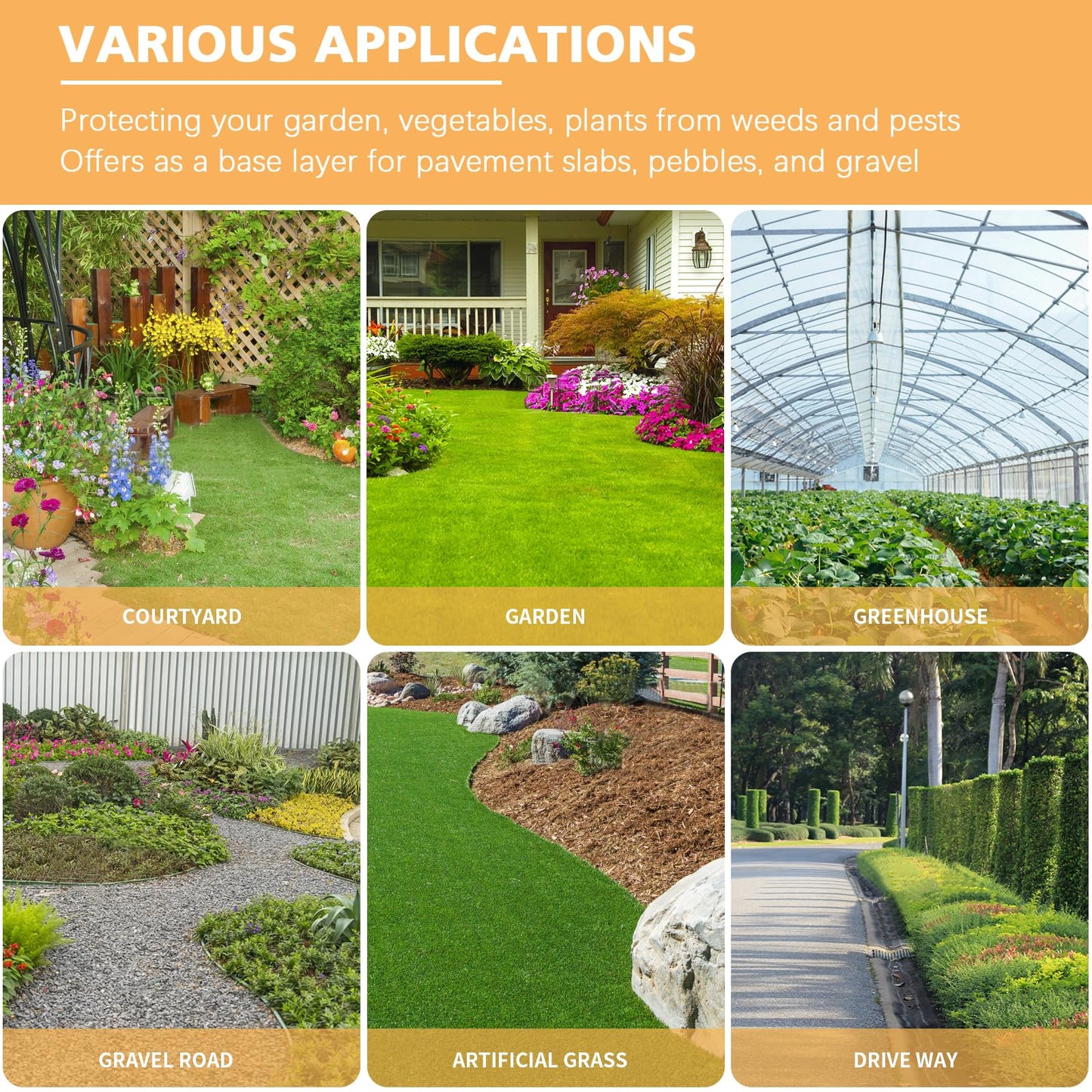 BEEWAY Weed Control Membrane 2m x 25m/Roll, Heavy Duty Weed Control Fabric 90gsm, UV Stabilised Weed Barrier Fabric/Ground Cover for Patios Garden Flower Beds Landscaping Artificial Grass