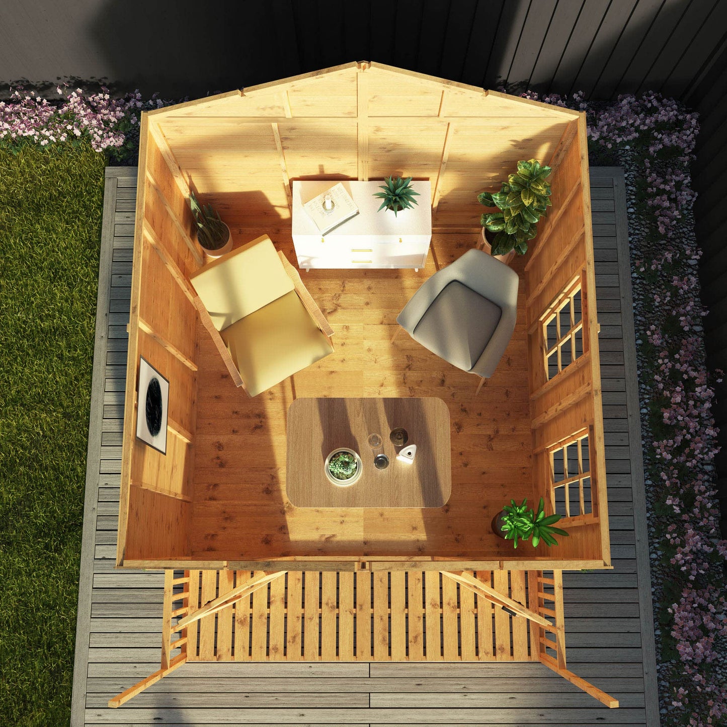 WALTONS | 10 x 8 Wessex Wooden Summerhouse | Apex Roof | Shiplap Tongue and Groove | Garden Room Sun House | 10 Year Anti Rot Guarantee | 10 x 8 10ft 8ft