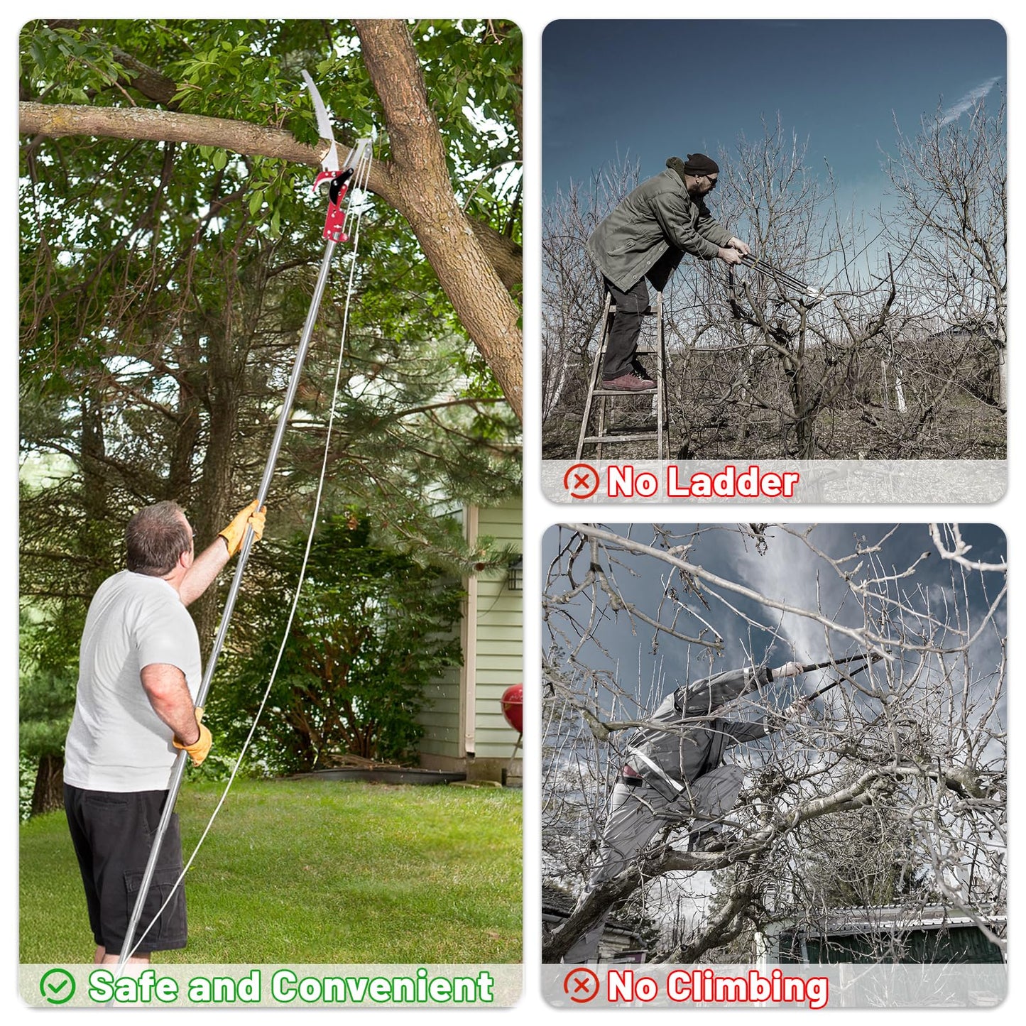 IHKFILAN Pole Pruning Saw，Telescopic Tree Pruning Saw，116 Inch Pruner with Extendable Handle，Lightweight Telescopic Tree Pruner Branch Cutters，Pruning High Branches, Twigs at Forest Yard Garden Patios