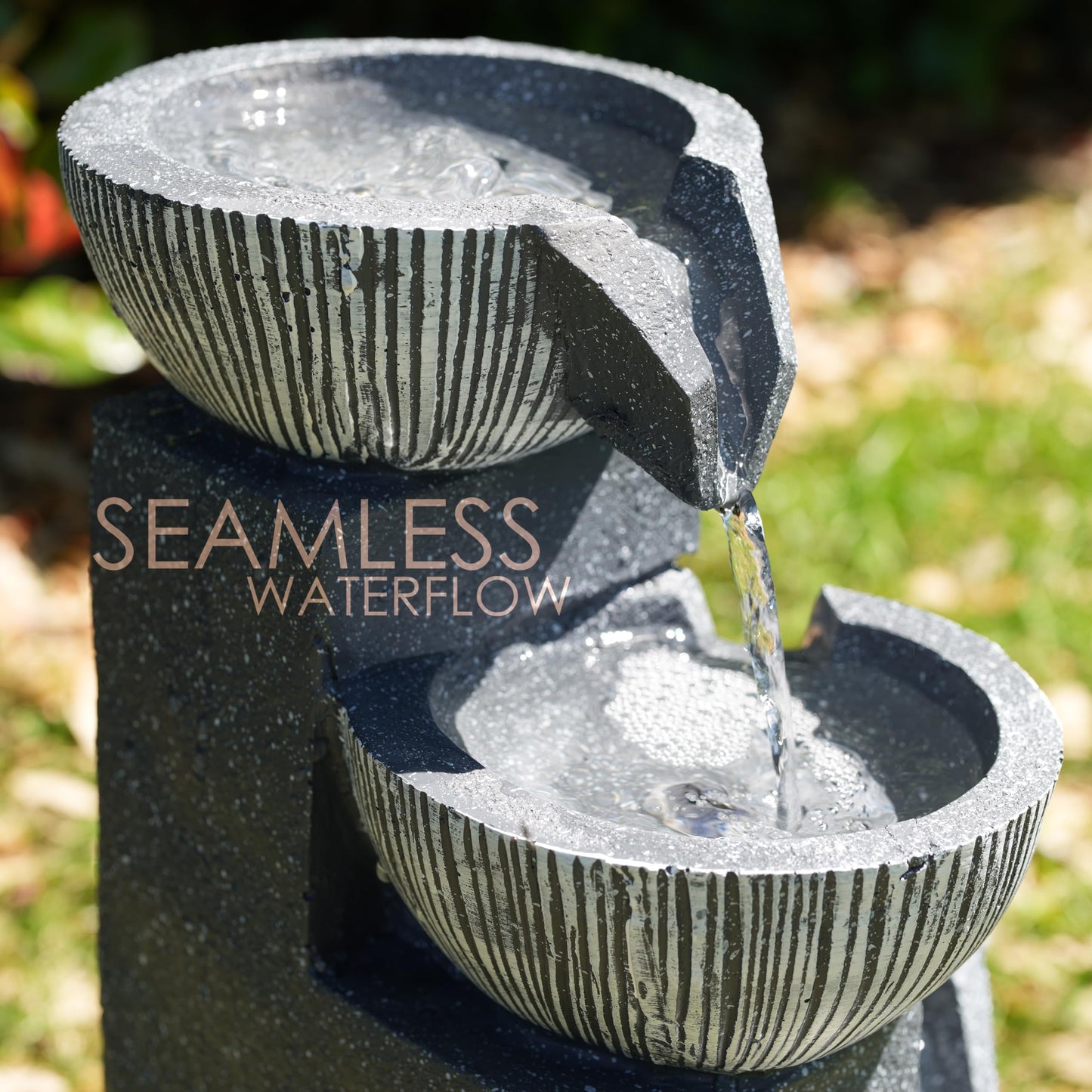 GEEZY Solar Water Features for the Garden – Outdoor 4 Tier Bowl Fountain with LED Lights – Solar Powered, Self-Contained – Easy Setup, Relaxing & Cascading – Ideal for Garden, Patio & Balcony Decor