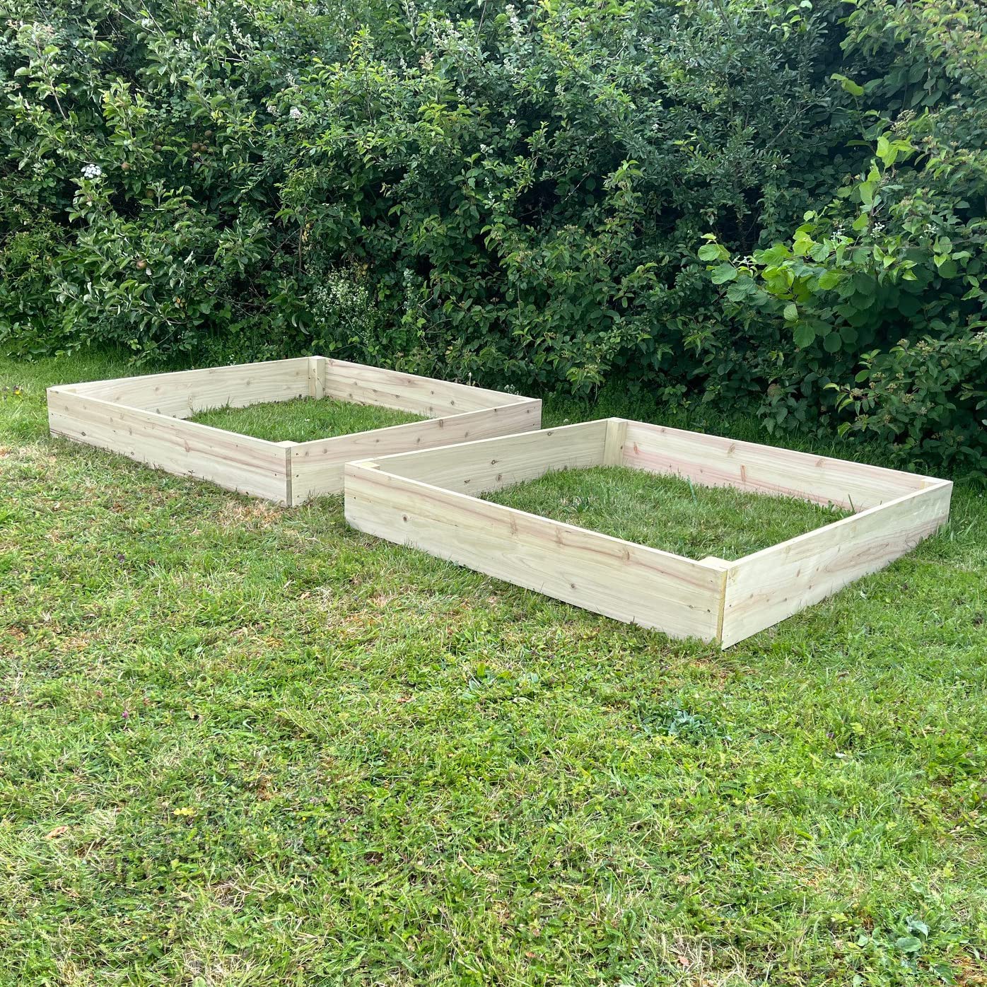 Set of 2 Wooden Raised Vegetable Beds (122cm x 18cm) Outdoor, Natural