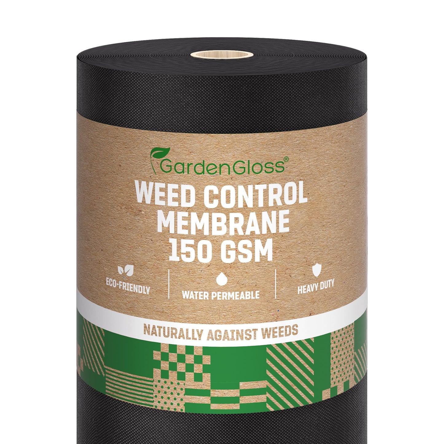 GardenGloss 50m2 Weed Control Membrane Heavy Duty (150gsm) - Water Permeable and Tearproof Weed Barrier Fabric - Weed Control Fabric with High UV-Stabilisation (50m x 1m, Roll)