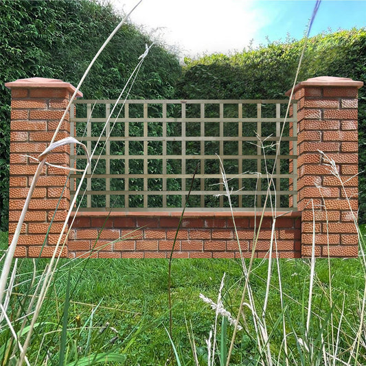 Premier Garden Standard Trellis Panels 120mm Squares Flat Design Width: 6ft (183cm) x Height: 3ft (90cm) Fence Panel Topper Wall Art Plant Growing Vine Trellis Panels