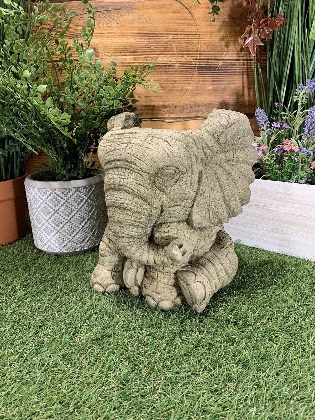 STONE GARDEN ELEPHANT PLANTER PLANT POT FLOWER POT HAND CAST ORNAMENT