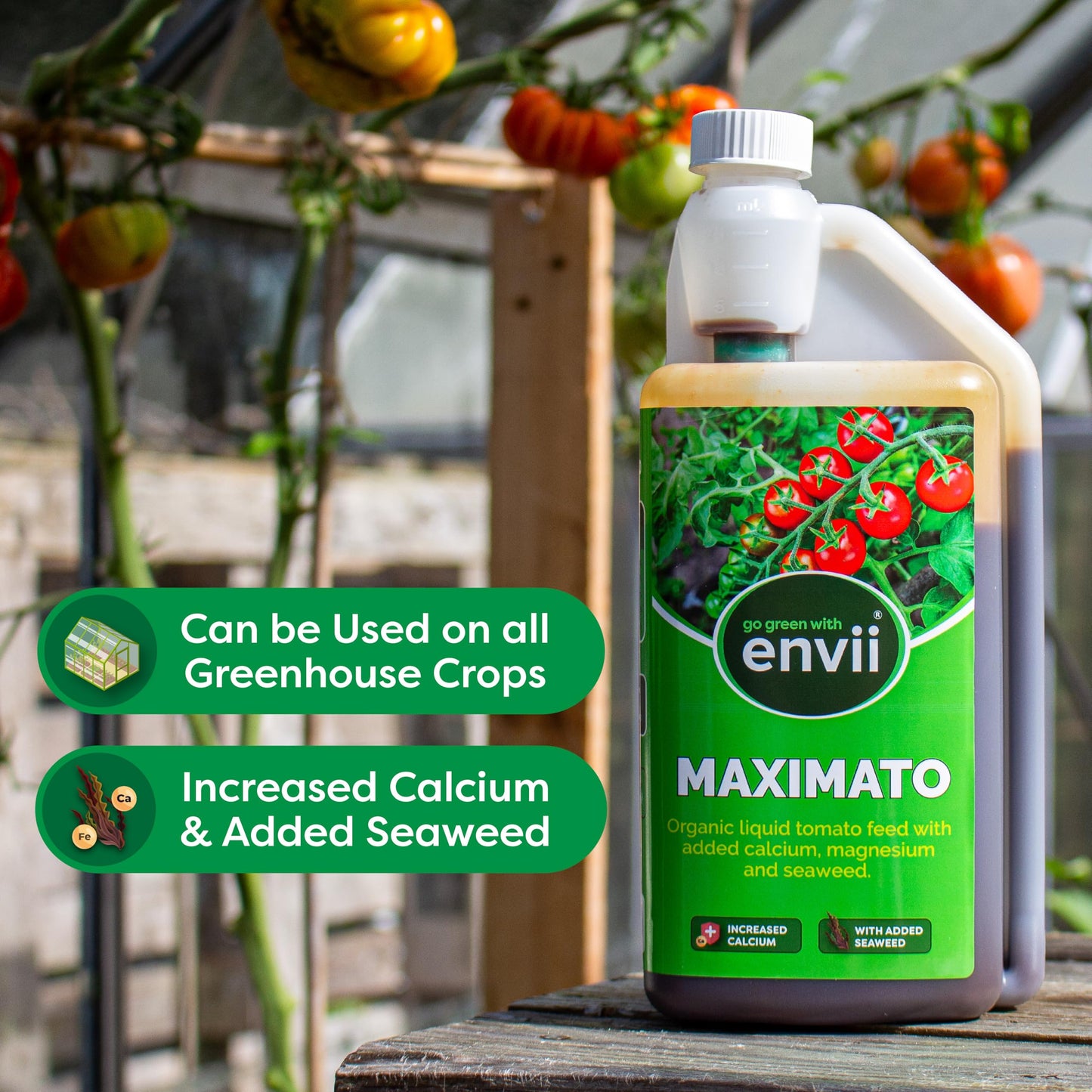 Envii Maximato – Organic Liquid Tomato Feed, Plant Fertiliser Enriched with Additional Seaweed, Magnesium & Calcium – 1 Litre
