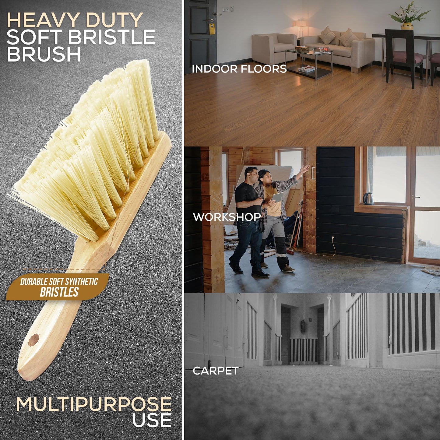 Newman and Cole Natural Wooden Hand Brushes - Choose from Hard Stiff Bristle Brush or Soft Brush with Natural or Synthetic Bristles - 1 x Soft Synthetic Bristle Hand Brush