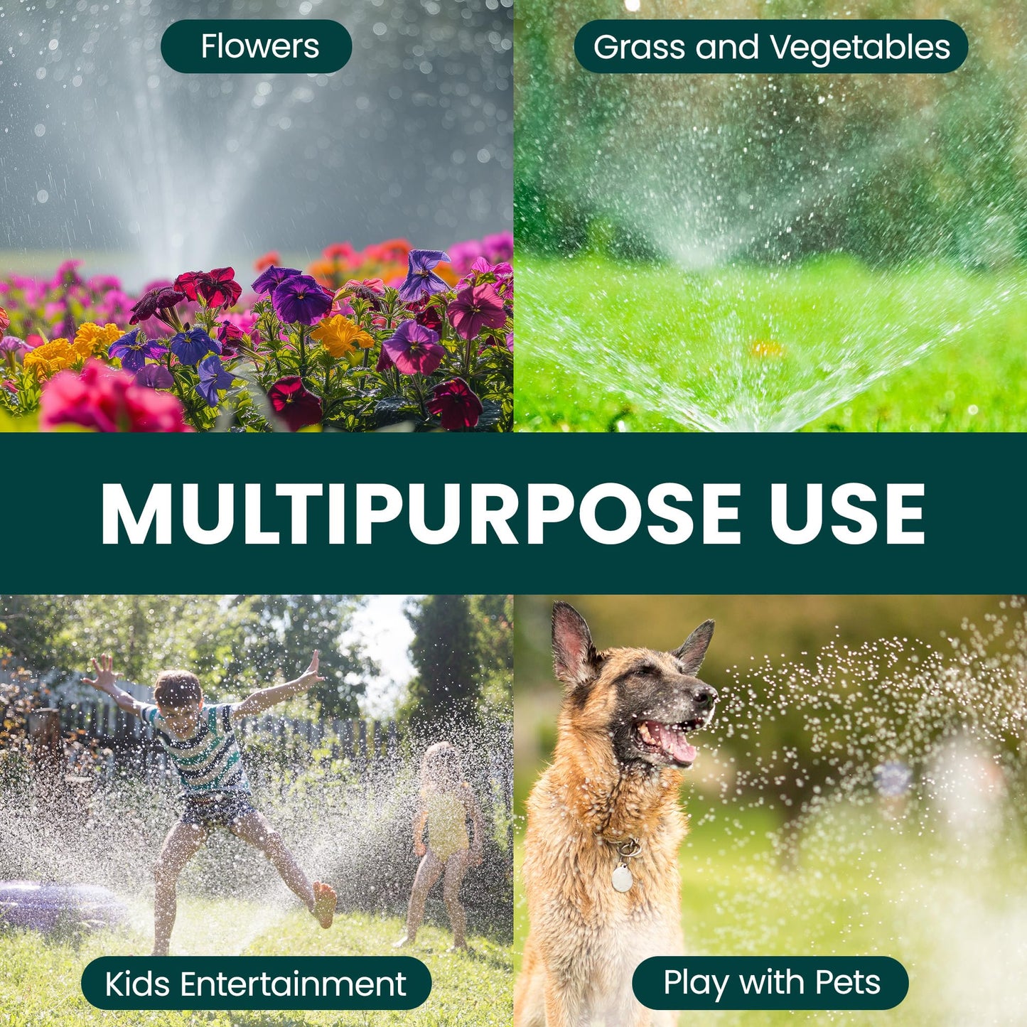 Green Haven Sprinkler 360° Rotation Attachment for Garden Hose, Premium Automatic Lawn Water Sprinkler with 3 Arms, Large Coverage Water Sprinklers for Lawns, Blue Green