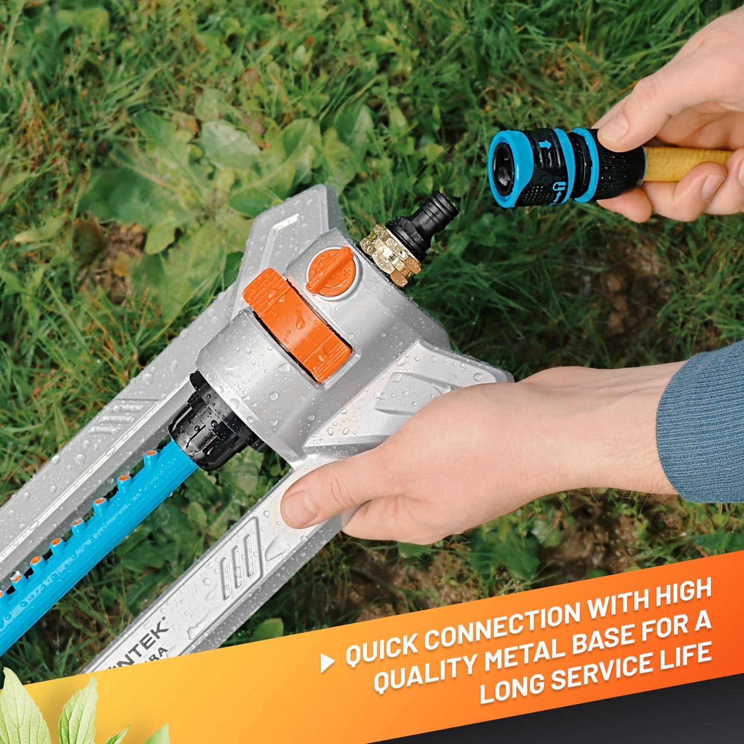 GRÜNTEK Metal Oscillation Lawn Sprinkler with Adjustable Irrigation Area, Turbo Motor, Covers up to 352 m²