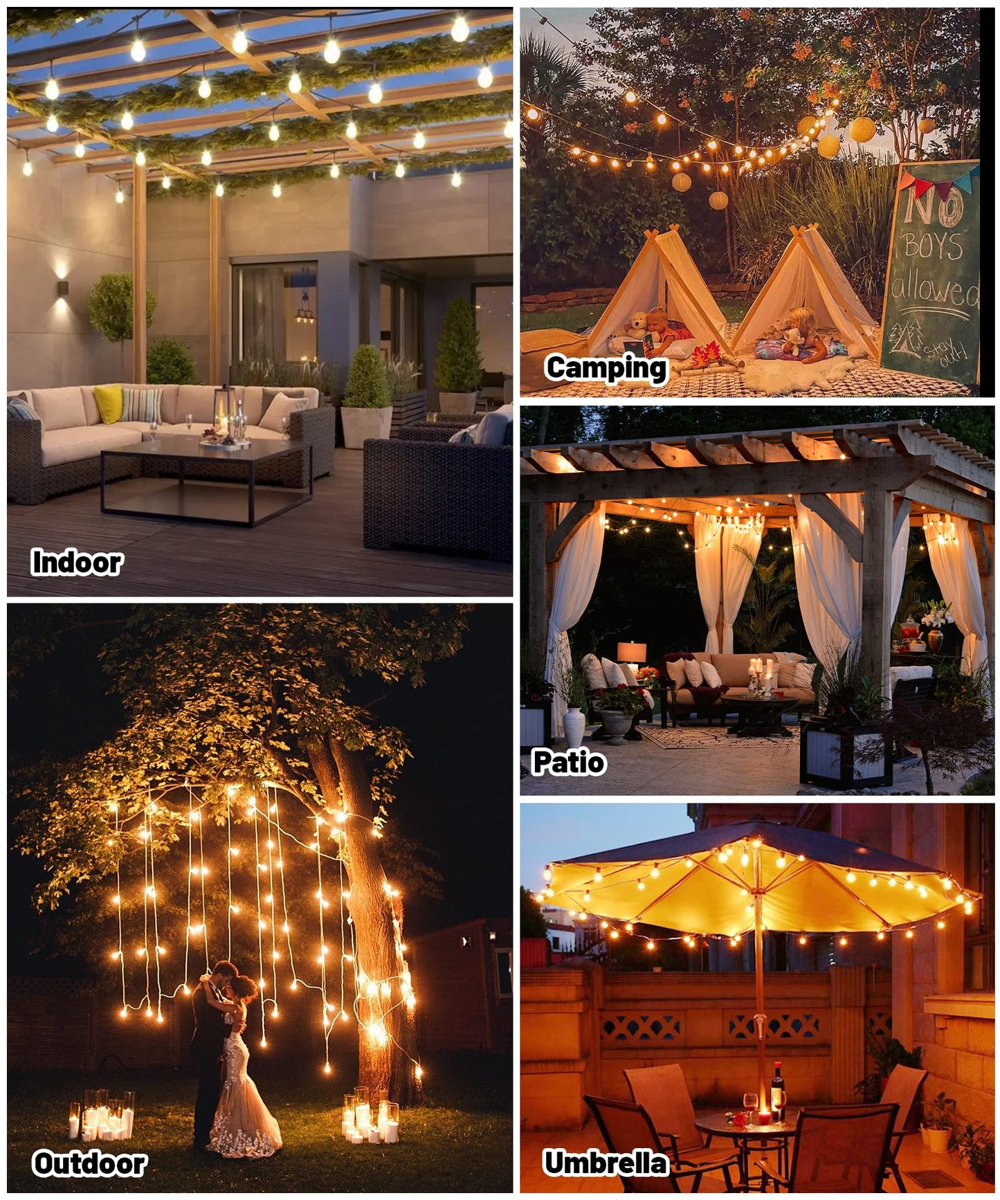 ULIGHTOWN Solar Festoon Lights Outdoor,14M/46FT USB&Solar String Lights with Remote, 30LED Shatterproof Bulbs, IP65 Waterproof for Garden, Gazebo Patio Party Wedding Decor