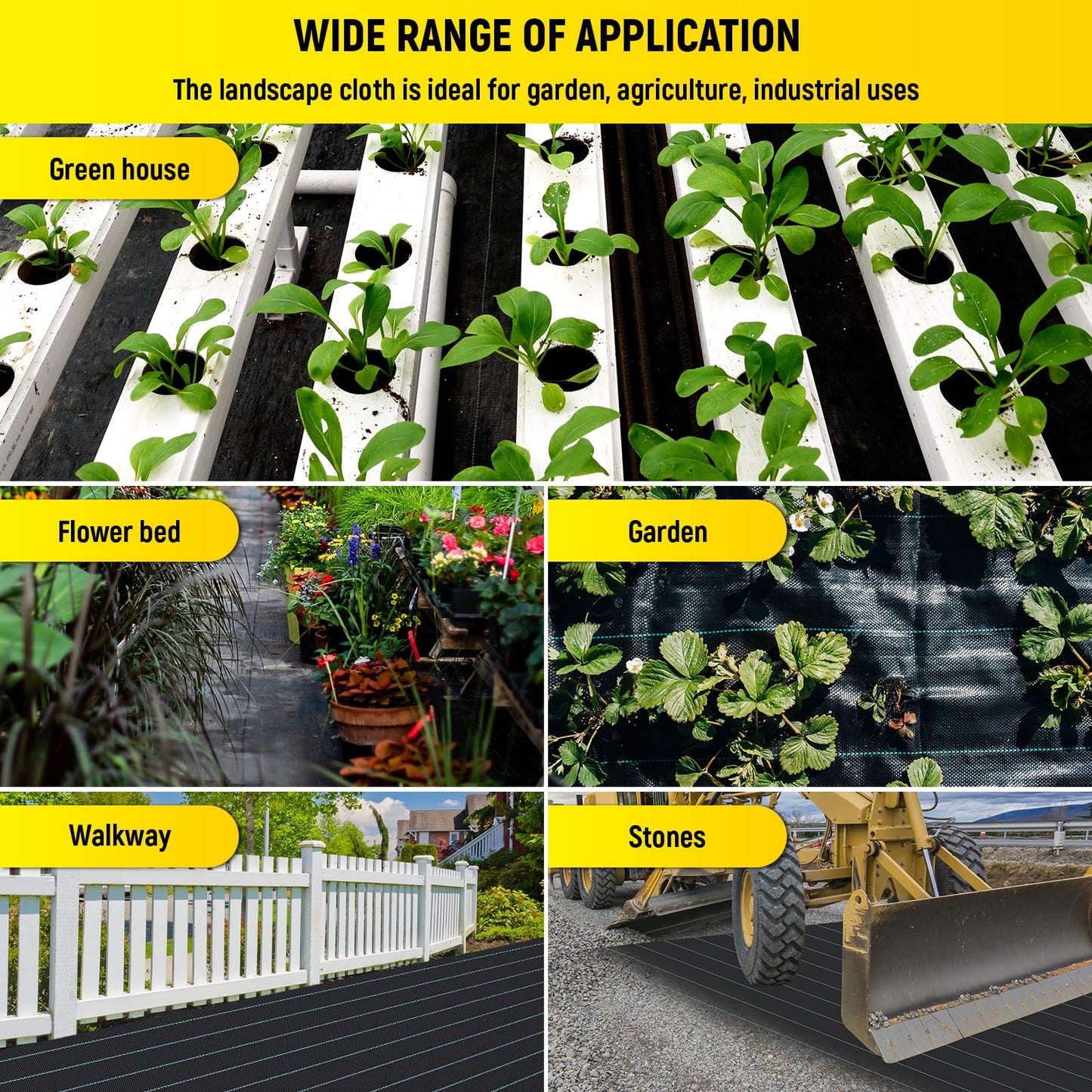VELPAX Weed Control Membrane 1Mx50M Heavy Duty Weed Control Fabric, UV stabilised Weed Barrier Fabric,Ground cover Membrane for Weed Barrier in Ground Cover,Garden,Raised Bed, Underdecks and Walkways