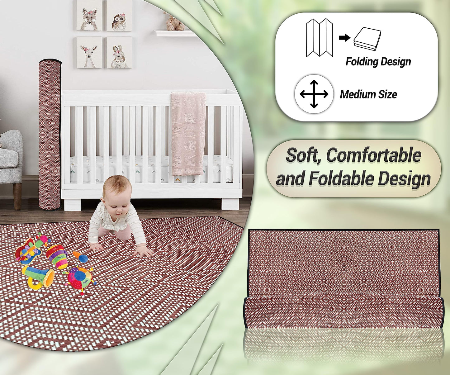 ARSUK Outdoor Rug Waterproof, 180x120cm, Picnic Blanket Lightweight Foldable Plastic Reversible Mat for Beach Camping Garden RV Patio Decking Balcony