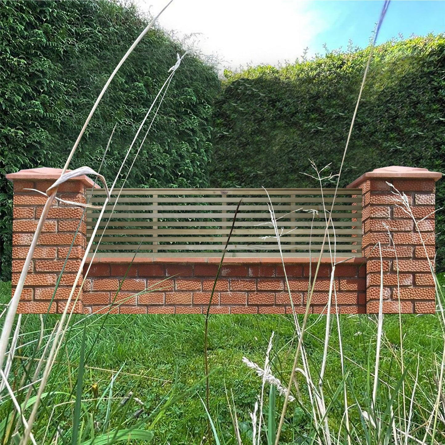 Premier Garden Supplies Vogue Trellis Panel - Venetian Slatted Garden Fence Topper - Horizontal Wooden Slats - A Modern Decorative Style - Pressure Treated (Tanalised) Pergola Wall Art - 6ft x 1.5ft