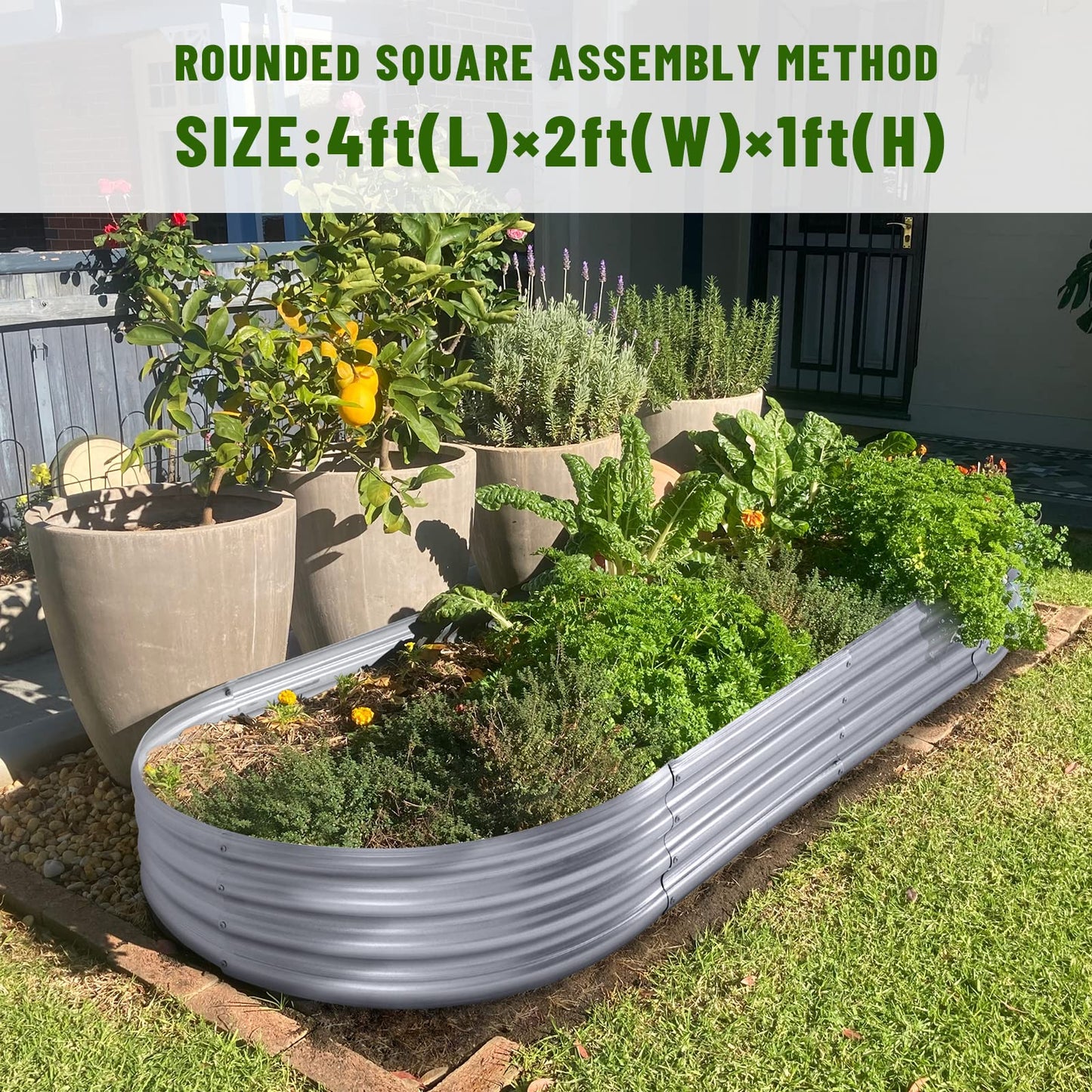Land Guard Galvanized Raised Garden Bed Kit, Galvanized Planter Garden Boxes Outdoor, Oval Large Metal for Vegetables………