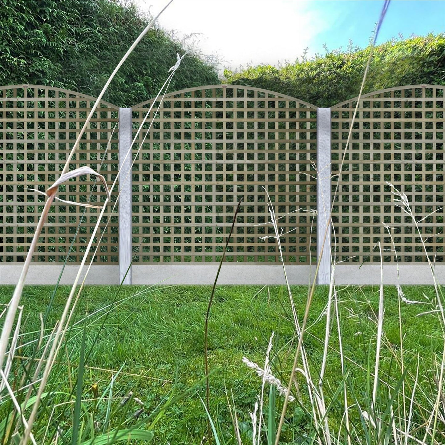 PGS Premier Arch Trellis Garden Lattice Fence Topper Treated[6ft x 5ft (183cm x 150cm),Privacy Trellis 70mm hole]