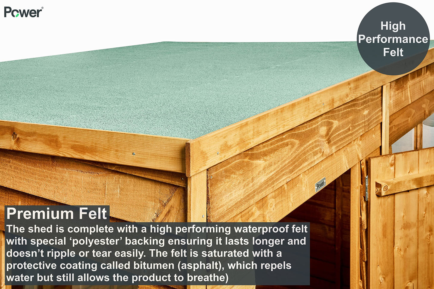 Powersheds High Grade Premium Pent Overlap Wooden Shed with Double Door, Security Features, Door & Window Flexibility, made from Extra Thick Timber