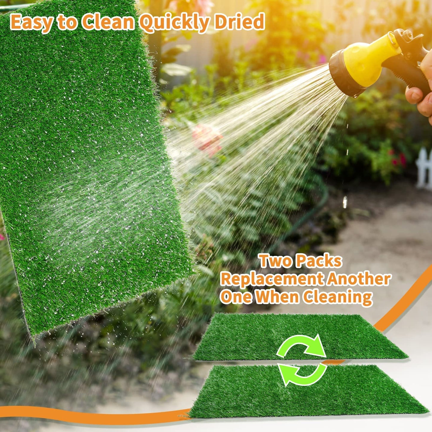 PICK FOR LIFE Puppy Potty Pad Grass Mat, Dog Grass Pee Pads, Artificial Turf Pet Grass Mat Replacement for Puppy Potty Trainer Indoor/Outdoor Use - Set of 2 (51 x 63 cm)