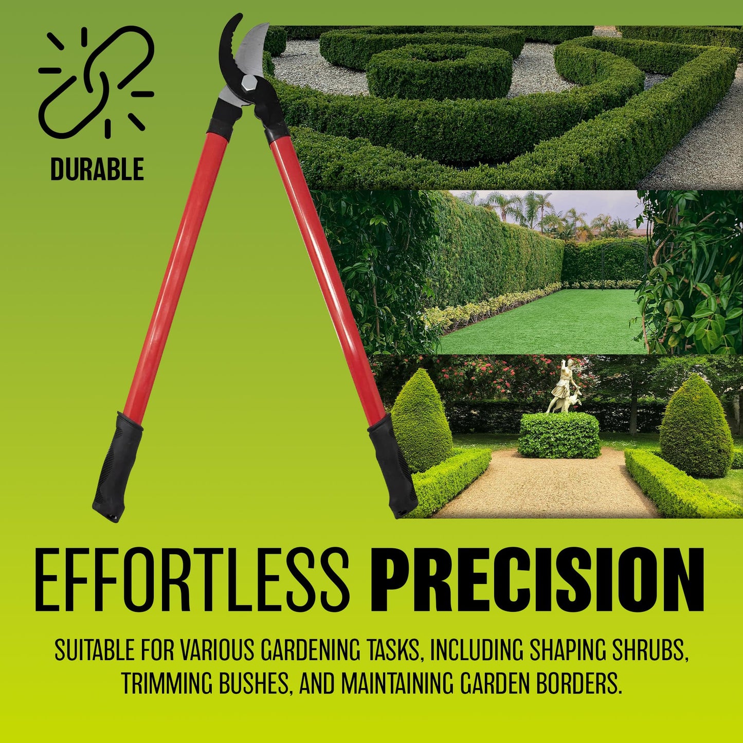 24" Long Handle Lopper - Extend Garden Tree Trimmer Branch Bypass Pruner Cutter Secateur | Easy Effortless Cut Sharp Blade for Precise Gardening | Durable & Long Lasting