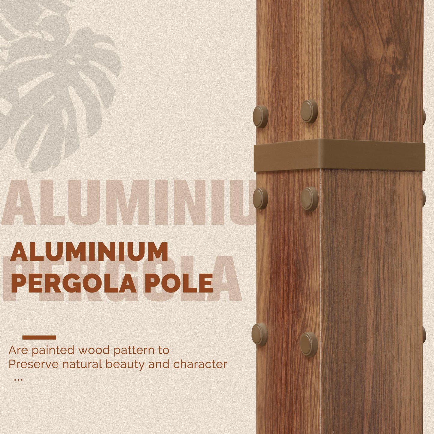 PURPLE LEAF 3 X 3 M Metal Pergola With Retractable Roof, Large Garden Pergola With Teak-Finish Powder-Coated Aluminum Fram for BBQ, Balcony, Outdoor and Patio, Grey