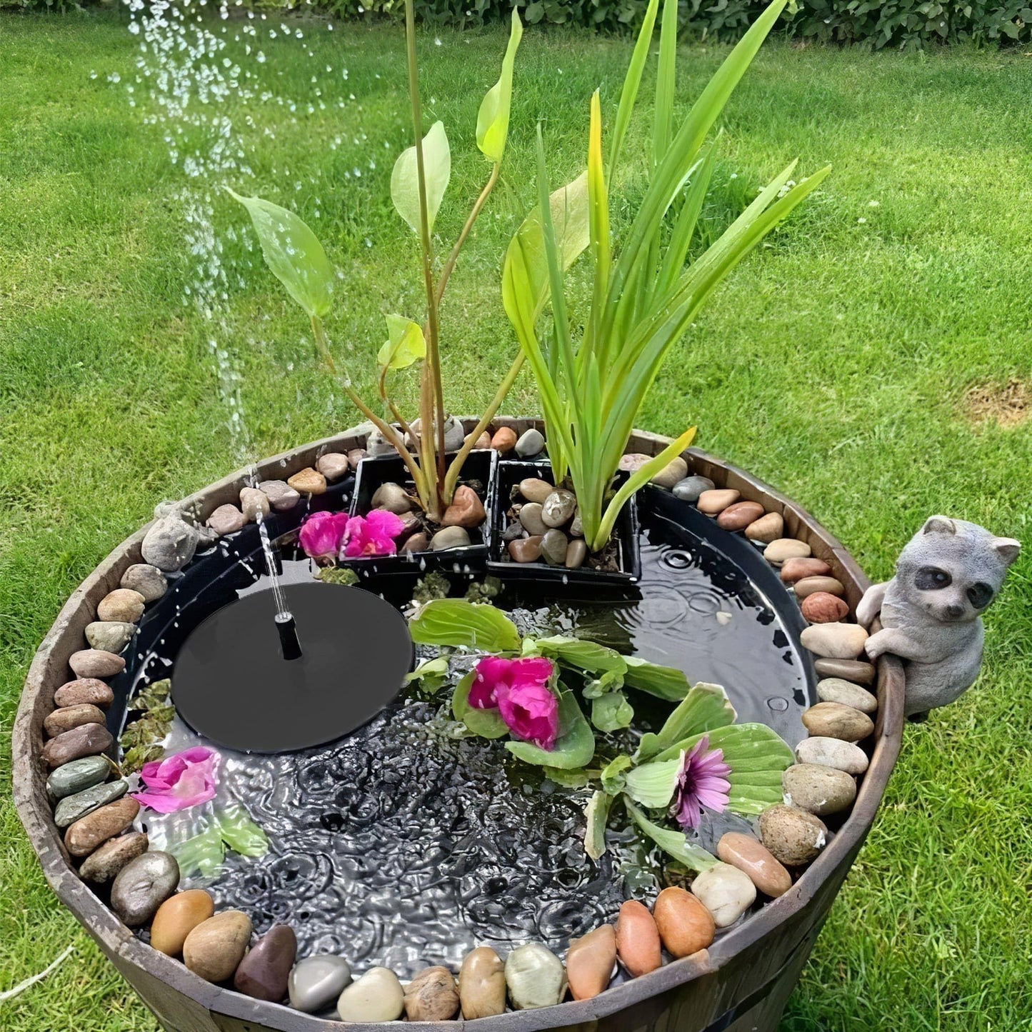 Billing Solar Pond Foundtain with Battery Backup, 6W 300L/H Solar Water Pump with 3000mAh Battery Backup, with Filter DIY 5ft Tubing Solar Fountains Water Feature for Garden Ponds, Pool, Fish Tank