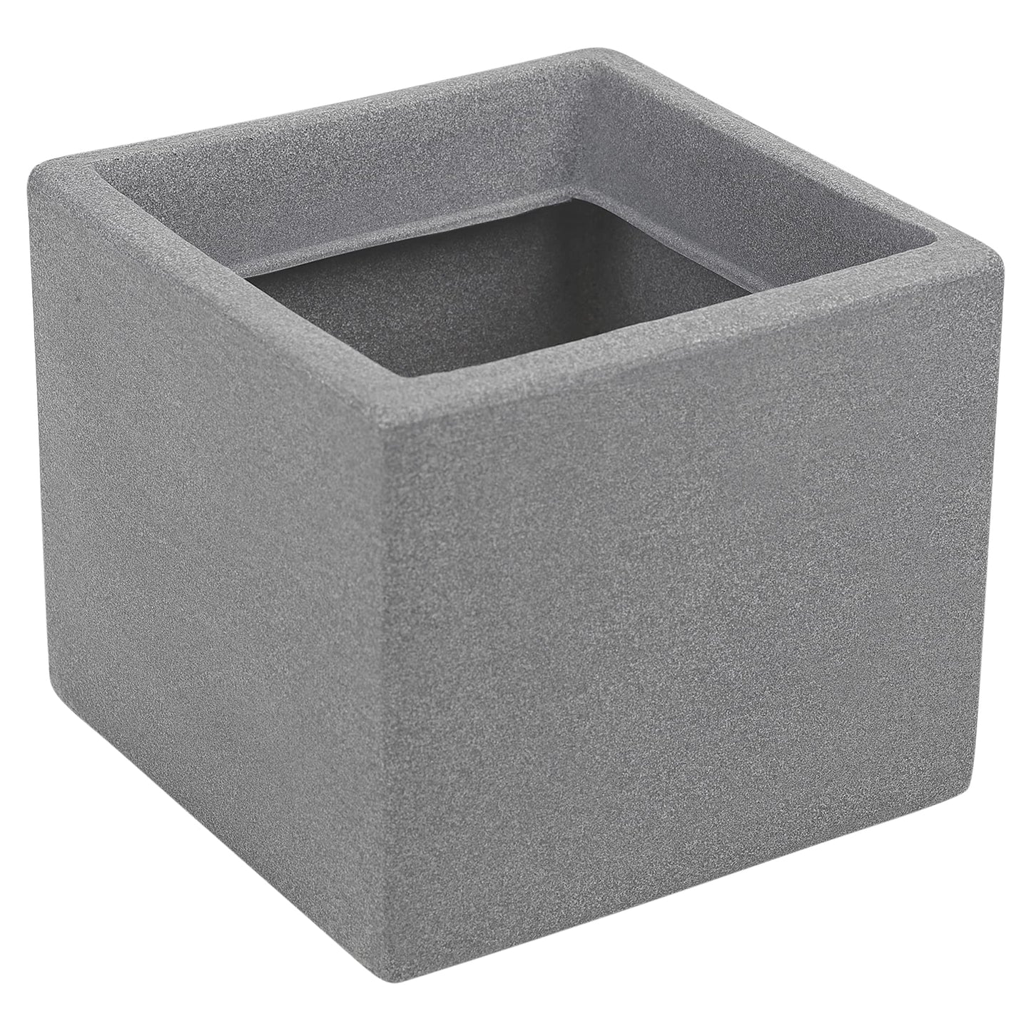 URBNLIVING Stone Effect Flower Planter 20cm Cube Plant Pot Indoor Outdoor (Charcoal)