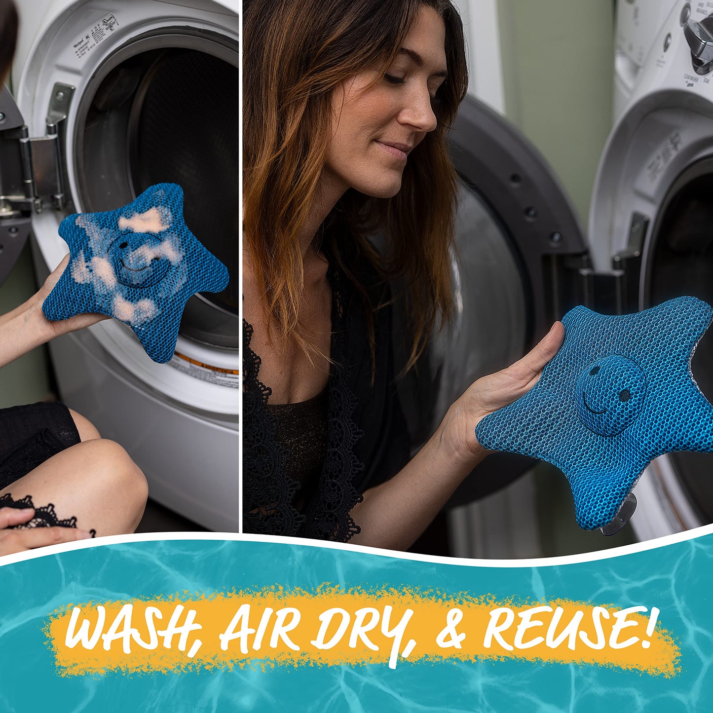 Hot Tub Scum Absorber Stars – 3D Honeycomb Mesh Oil Absorbing Sponges for Scum – 2 Washable Pool & Spa Defoamers for Hot Tub – Hot Tub Accessories for Adults by Star Splash, 10x10 In., 25x25 Cm