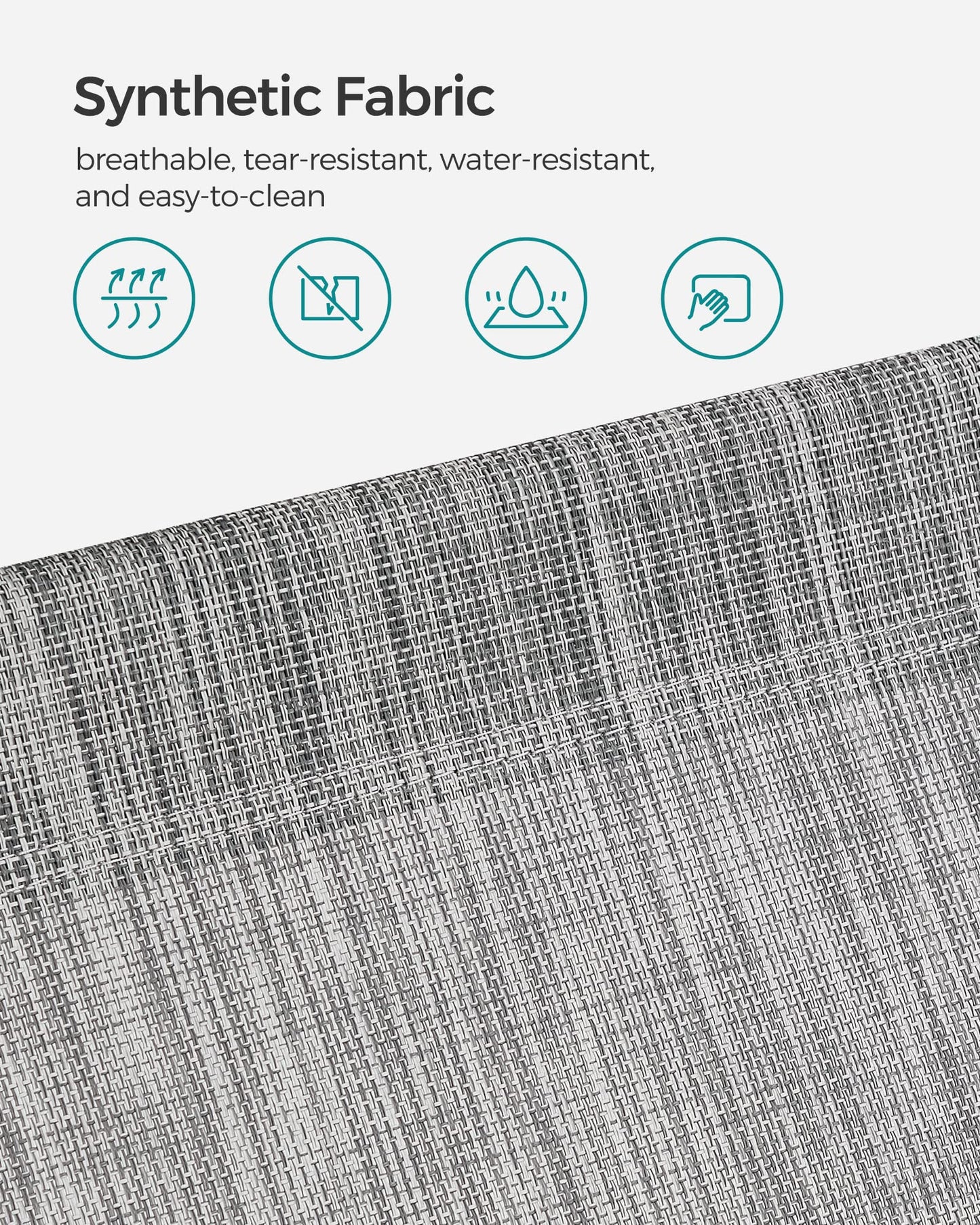 SONGMICS Sun Lounger, Deck Chair Folding, Sunbed, 193 x 53 x 29 cm, Max. Load 150 kg, with Sunshade Headrest Adjustable Backrest, Reclining Sun Chair for Terrace Pool Garden, Greige GCB19T