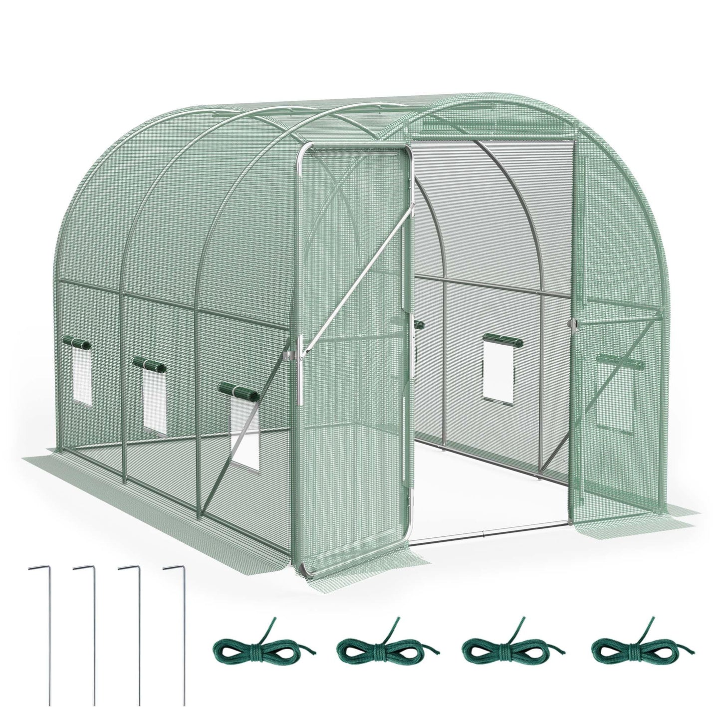VonHaus Polytunnel Greenhouse – 3 x 2m Walk in Poly Tunnel Tent – 6m² Heavy Duty Weatherproof Green House for Garden and Outdoor with Roll-up Mesh Windows, Galvanised Steel Frame and Hinged Door