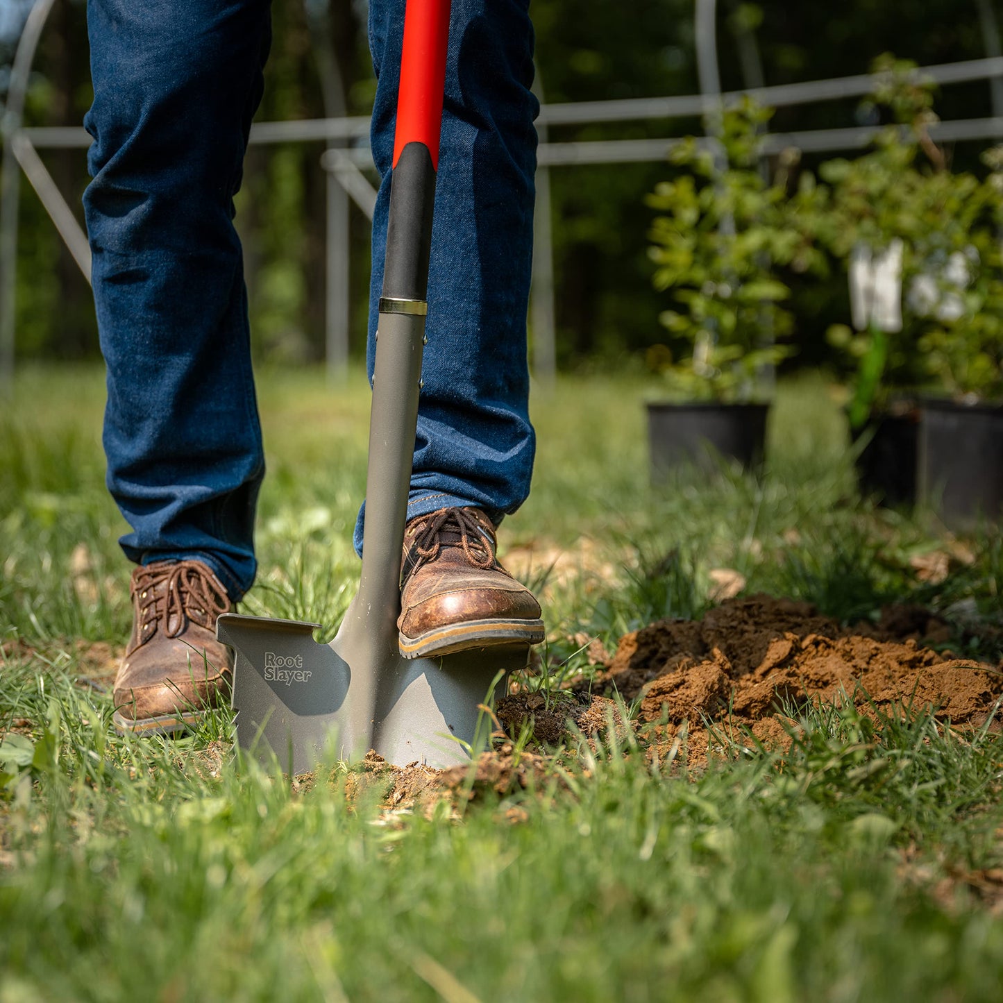 Radius Garden Root Slayer Root Spade Red Round Head Shovel