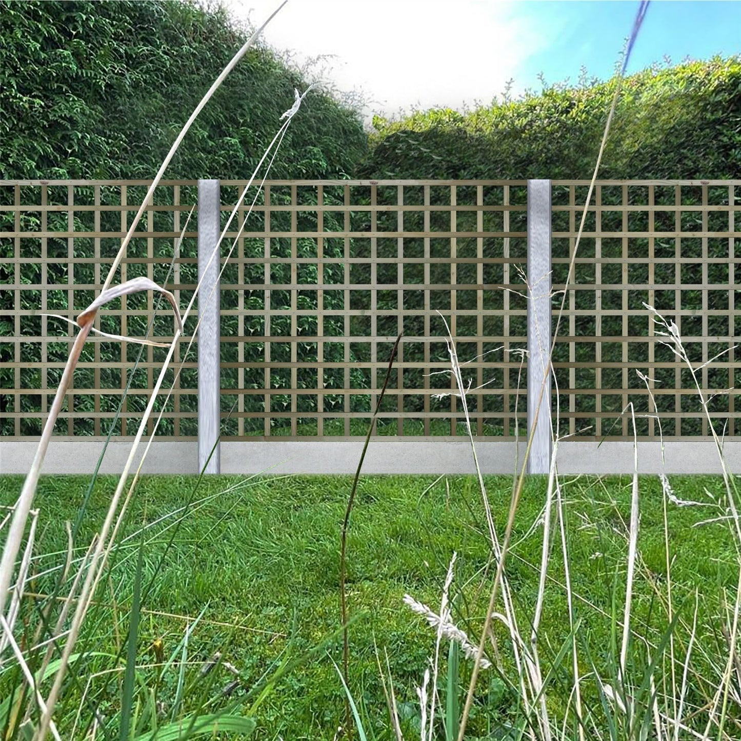 Width: 6ft (183cm) x Height: 5ft (150cm | 1500mm) Premier Flat Top Square Trellis Fence Topper Panel or Wall Climber Standard Design 120mm Square Holes for Added Privacy