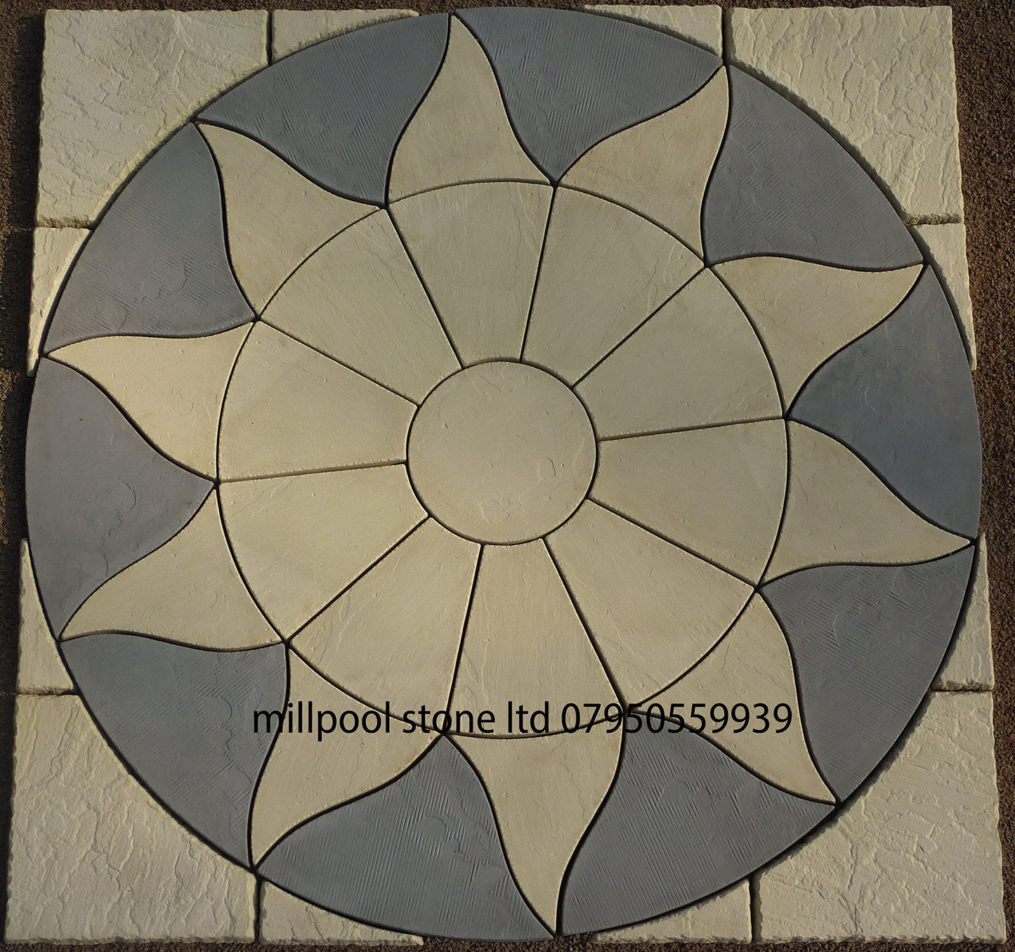 1.8 Paving sun circle - Squared Off Paving Stone Kit Patio Concrete Garden Feature Colour : Buff and Charcoal Grey