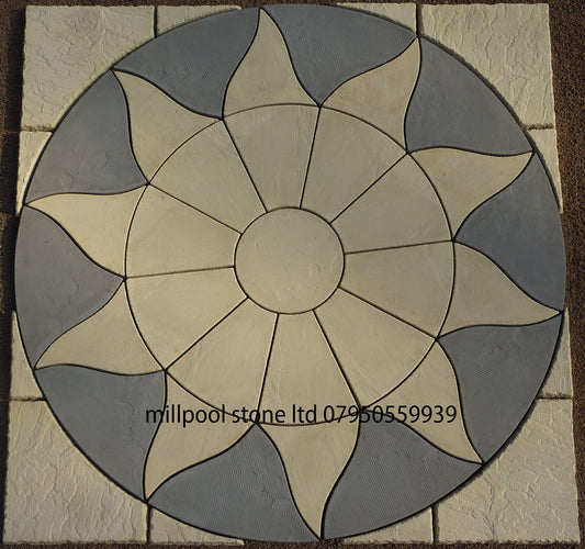 1.8 Paving sun circle - Squared Off Paving Stone Kit Patio Concrete Garden Feature Colour : Buff and Charcoal Grey