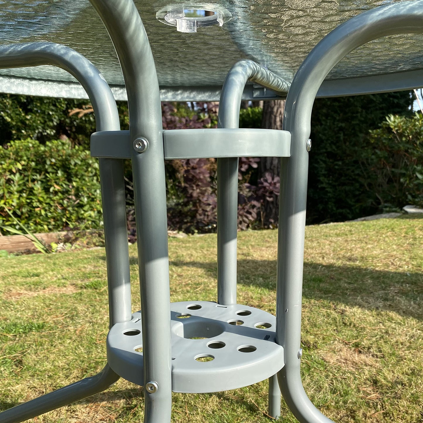 Selections Glass Top Round Garden Table for 6 Piece Patio Furniture