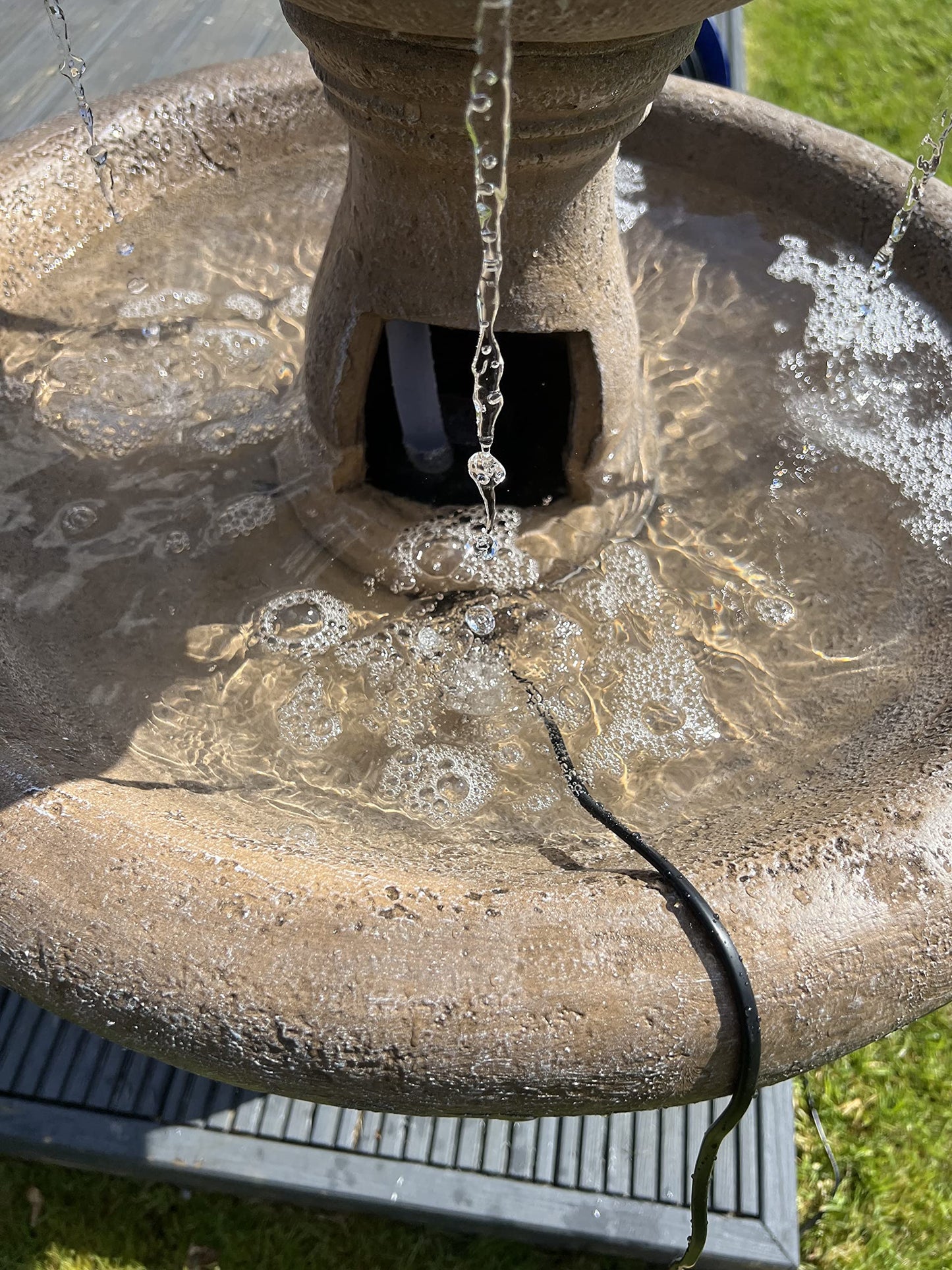 allpondsolutions Antique Stone Effect Classic Grey 3 Tier Fountain Water Feature