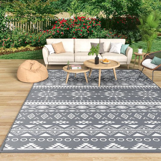 MOKANI Outdoor Rug for Patio Waterproof, Reversible Garden Rugs 120x180 cm, Large Plastic Carpet, Lightweight Foldable Boho Area Mats, UV Resistant Indoor Outdoor Carpet for RV, Balcony, Beach, Deck