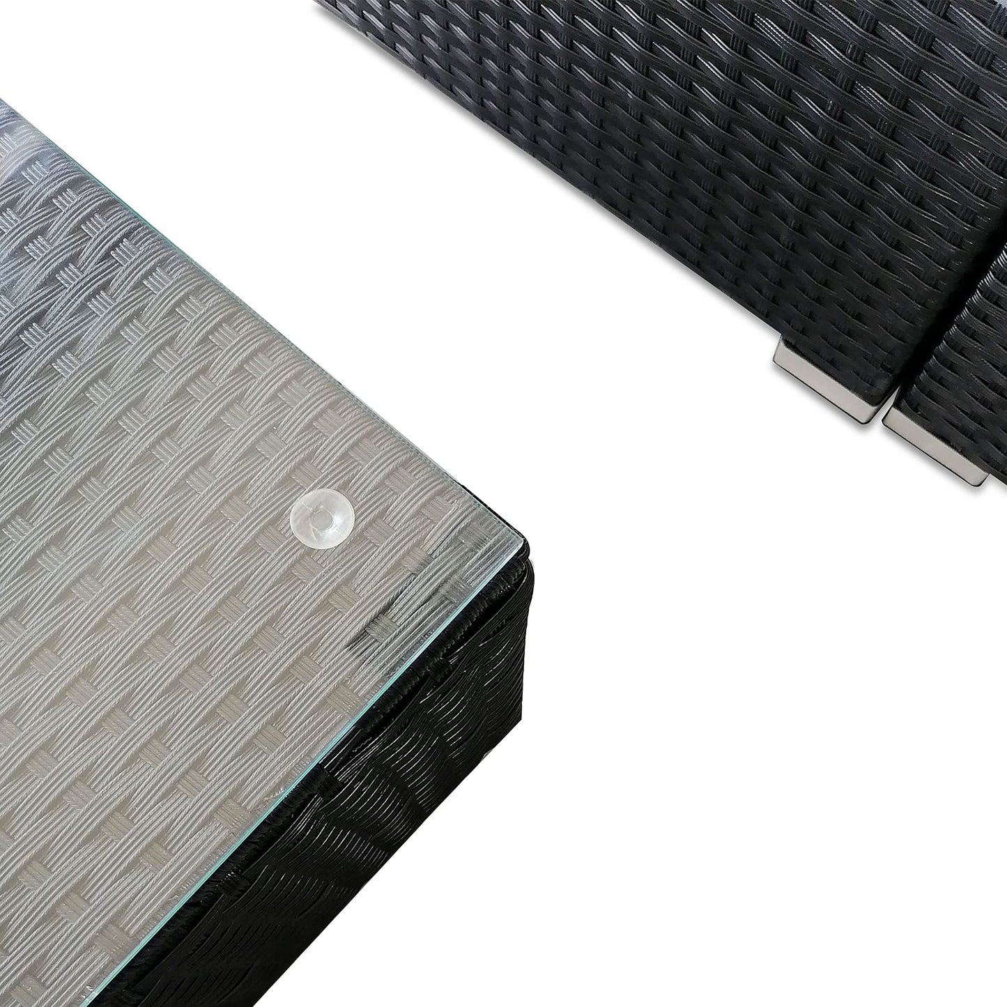 mcc direct 5pcs Rattan Garden Outdoor Furniture Patio Sofa Set with Glass Coffee Table Outdoor Cushions for Garden or Conservatory Rupert (Black)