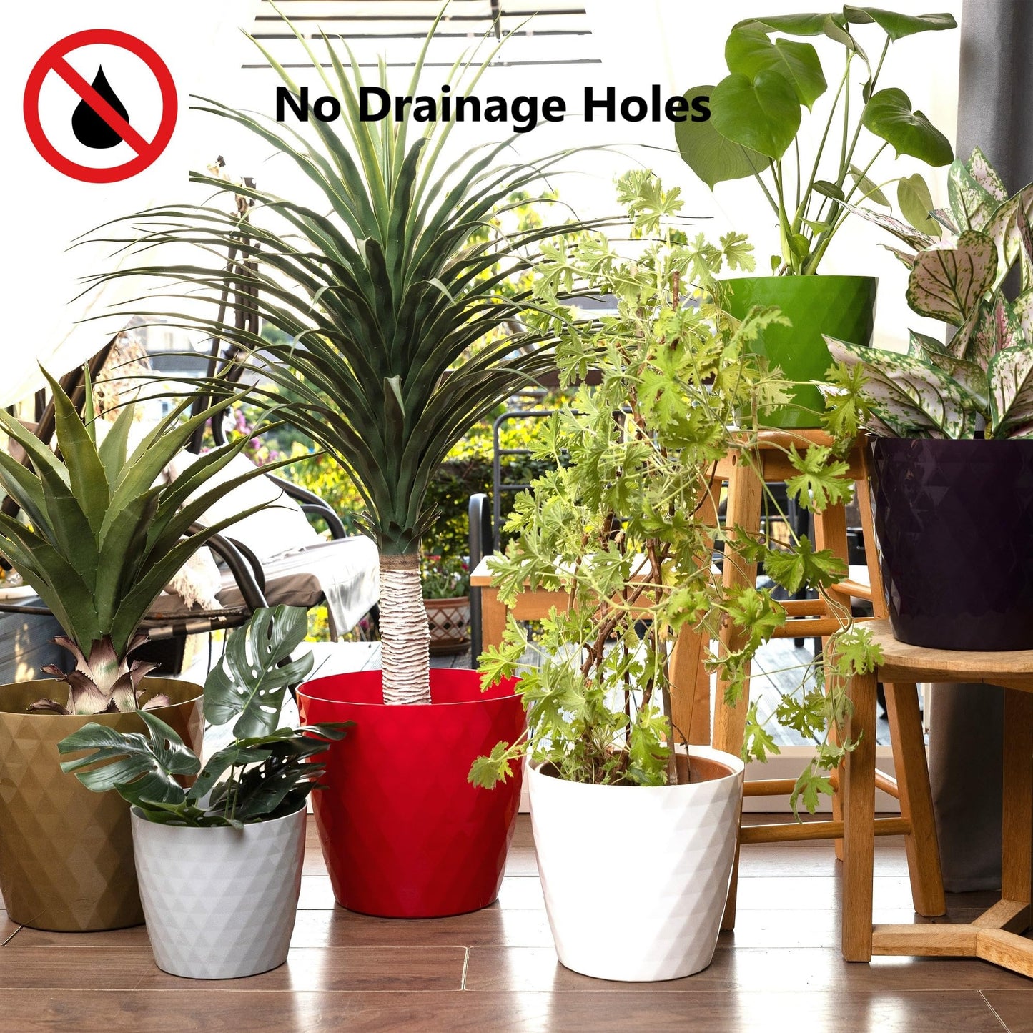 Home Garden Ornaments Black Plant Pots Indoor 12cm Diameter – Round Plant Pot with Glossy Crystal Surface – Decorative Flower Pot – Plastic Flower Pots Outside (Ø12cm, Black Crystal)