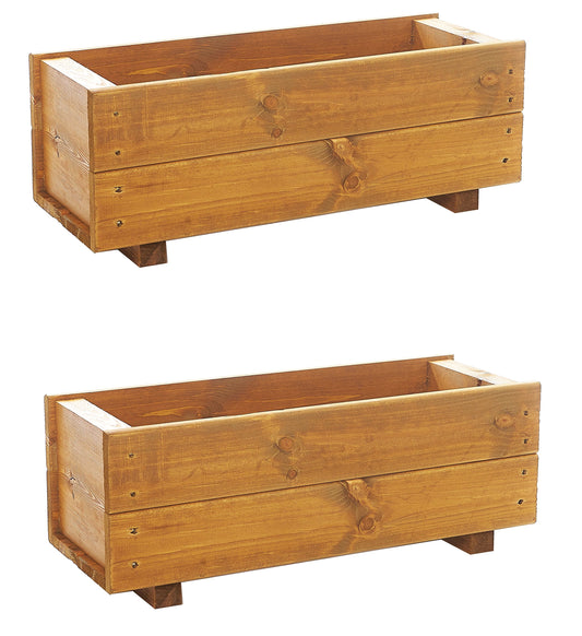 RUDDINGS WOOD Set of 2 x 60cm Wooden Trough Planter - Plant Container Box Fully Assembled